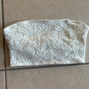 White Lace Swim Tube Top
